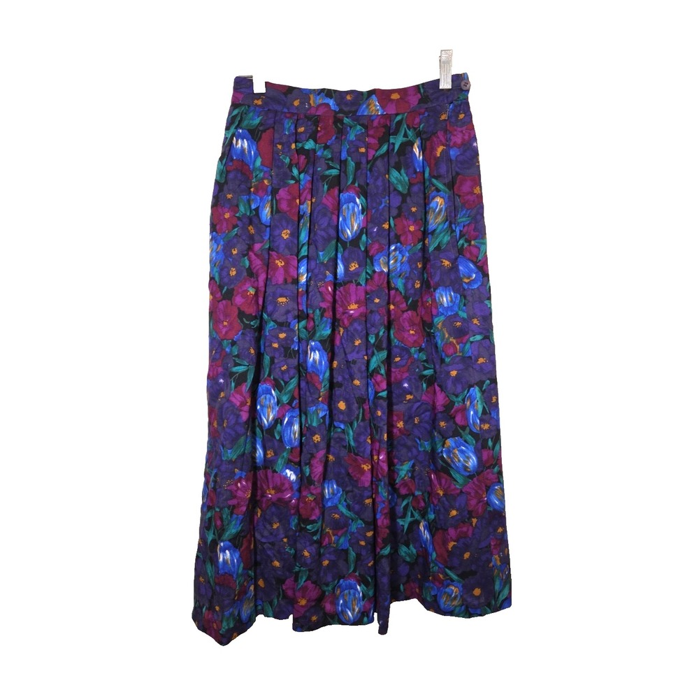 Vtg‎ Avoca Collection Wicklow Ireland Midi Skirt Floral Pleated Size Small